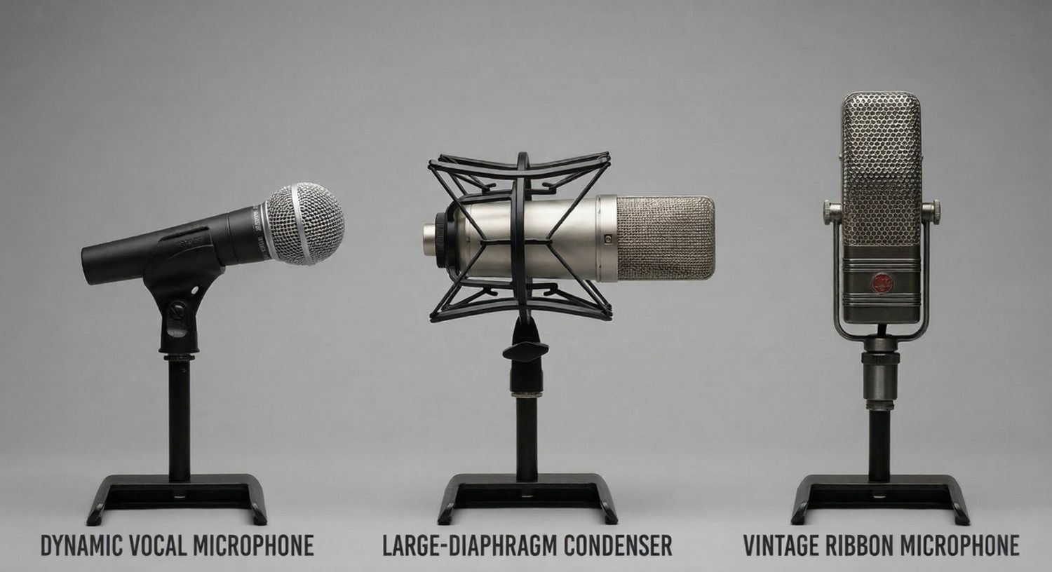dynamic condenser and ribbon microphones comparison